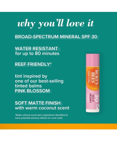 Burt s Bees Tinted Lip Balm SPF 30 100% Natural Origin Mineral Sunscreen Wild Peony Mother's Day Gift 1 Tube in Blister Box - Buy Online on SooperMarket.com