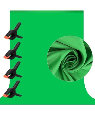 10 X 7 FT Green Screen Backdrop for Photography, Chromakey Virtual GreenScreen Background Sheet for Zoom Meeting, Cloth Fabric Curtain with 4 Clamps for YouTube Video Studio Calls Streaming Gaming VR 7 X 10 FT Green