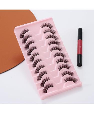 Outopen 10 Pairs Half Lashes - 3D Fluffy Cat Eye False Eyelashes - Natural Look & Reusable 15mm Curl Volume - Buy Online on SooperMarket.com