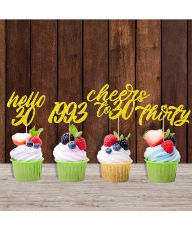 30th Birthday Party Decorations - Glitter Cake & Cupcake Toppers for Women & Men - Celebrate 30 Years with Joy! - Buy Online on SooperMarket.com