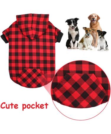 MTLIEPTE Red Plaid Dog Hoodie Sweater with Hat & Pocket XL - Pet Clothes - Buy Online on SooperMarket.com