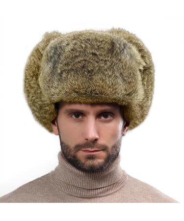 Unisex Faux Fur Trapper Hat - Winter Bomber Cap for Skiing & Hunting in Brown - Buy Online on SooperMarket.com