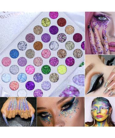 evpct CAKAILA 40 Color Glitter Eyeshadow Palette with Glue Gel - Sparkly Eye Makeup Palette for Women - Buy Online on SooperMarket.com