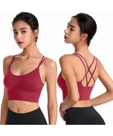 Shop Women's Padded Sports Bras - Yoga & Fitness Crop Tops in Red | International Shipping Available - Buy Online on SooperMarket.com