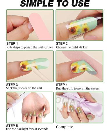 Kalolary 20PCS Sunflower Gel Nail Wrap Strips | Waterproof Adhesive Nail Art Stickers with Tools | Long-Lasting Full Nail Wraps | UV/LED Lamp Required - Buy Online on SooperMarket.com