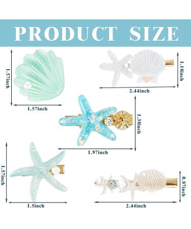 12-Piece Shell Pearl Starfish Hair Clip Set - Resin Alligator Hair Clips for Girls & Women - Buy Online on SooperMarket.com