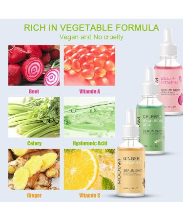 Organic Vegetable Serum Set | Vitamin C Hyaluronic Acid & Vitamin A for Face | Anti-Aging Firming & Moisturizing | Vegan & Cruelty-Free - Buy Online on SooperMarket.com