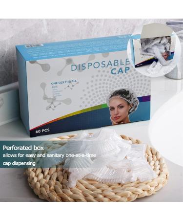 VICARKO Disposable Shower Cap - Case of 60, Clear Plastic Hair Caps for Men & Women, One Size Fits All - Ideal for Conditioning, Processing, and Showering - Buy Online on SooperMarket.com