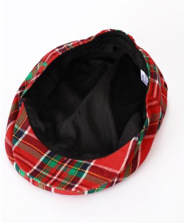 Mint Green Baby Flat Cap for Ages 6-8 Years | Red Plaid Vintage Drivers Hat - Buy Online on SooperMarket.com