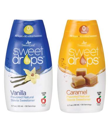 SweetLeaf Sweet Drops Flavored Stevia Sweetener Variety Pack (Caramel, Vanilla) - Liquid Stevia Drops, Zero Calories, Sugar Free, Gluten-Free, Non-GMO, Keto Friendly - 1.7 Fl Oz, Pack of 2