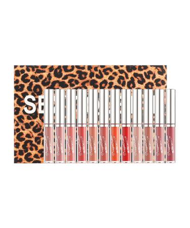 12 Colors Matt Ink Lipstift Set Color Moisturizing Lipstick Lipstick Lipstift Lipstick Lipstick Matte Multi -Color Durable Matt Lip gloss LIPTICKE MEASIONSILY BUTE 1 ML (1 Sack)