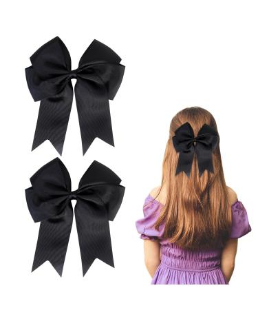 2 Pack 6 inch Bow Hair Clips Large Hair Bow Hair Barrette Clips for Women Girls Black Hair Bows
