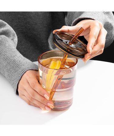 BLUEPOLAR 13oz Amber Tumbler Water Bottle with Straw and Lid - Insulated Glass Coffee Mug - Buy Online on SooperMarket.com
