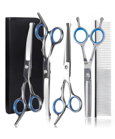 NiCoLa Pet Grooming Scissors Set - 6-Inch Professional Pet Grooming Scissors Set Titanium Pet Groomer Set Straight and Curved and Sparse Scissors/Shears Set
