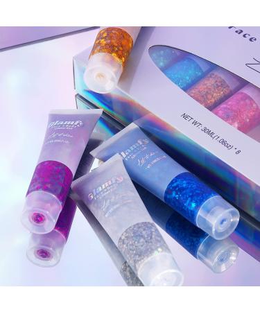 8 Color Body, Face, and Hair Glitter Gel - Self Adhesive Chunky Glitter for Festivals & Makeup - Buy Online on SooperMarket.com