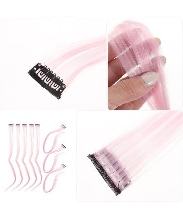 10pc Straight Hair Extensions Ponytail Wigs High Temperature Fiber Clip Hairpiece Women Girls Party Highlights Pink - Buy Online on SooperMarket.com