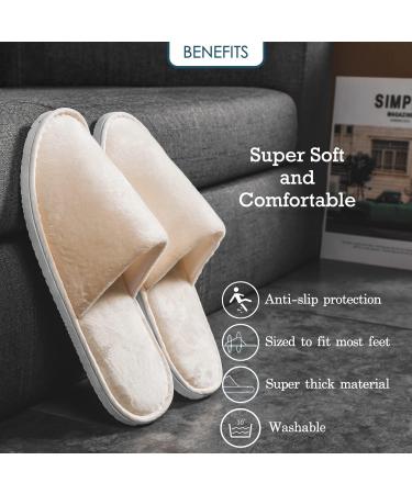 6 Pairs OSTADARRA Spa Slippers - Non Slip, Disposable & Washable - Unisex House Hotel Indoor Slippers in Beige and Gray - Perfect for Guest, Bathroom, Bedroom & Bride - Buy Online on SooperMarket.com