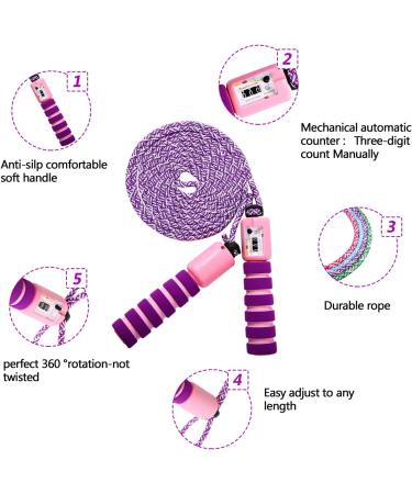 Buy Convinit Kids Jump Rope with Counter - Adjustable Anti-slip Handle Violet - Perfect for Girls & Boys - Buy Online on SooperMarket.com