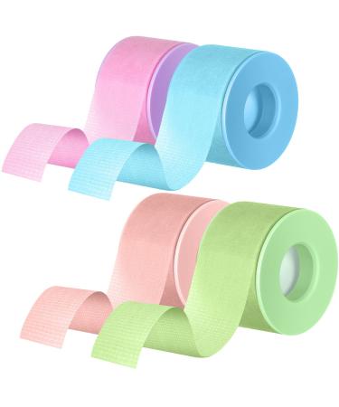 4 Rolls Lash Tape for Eyelash Extensions Breathable Eyelash Tape for Extensions Adhesive Microporous Lash Extension Tape for Extension Supplies  0.98 Inch x 3.9 Yard/Roll  Pink  Blue  Purple  Green