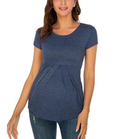 Love2Mi Nursing Shirt Women's Maternity Stop Maternity Maternity Nursing Maternity Top Layered Design Wrap Layer S-navy L