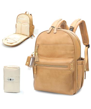 Miss fong diaper backpack diaper bag Backpack leather large capacity baby diaper backpack with travel bottles with travel lill keychain bottles diaper pad and stroller hook serve