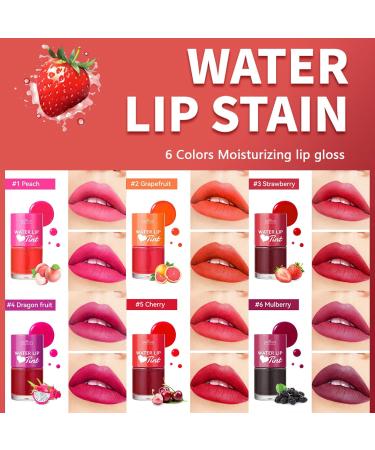 6Pcs Mini Fruit Juice Lip Stain Set - Korean Lip Gloss & Multi-Use Liquid Lipstick | Long Lasting Waterproof High Pigment Colors for Lips & Cheeks - Buy Online on SooperMarket.com