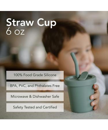 Silicone 6 Oz Straw Cup in Almond | Spill-Proof & Non-Slip | Dishwasher Safe - Buy Online on SooperMarket.com