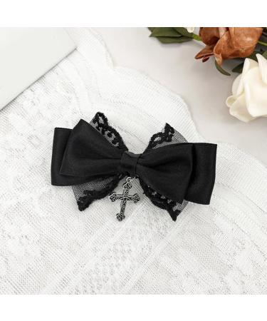 Gothic Lace Hair Clip Bow Large Barrette Bow Flat Clips Barrette Hairpin Bow Elegant Hair Clip for Bunches - Buy Online on SooperMarket.com