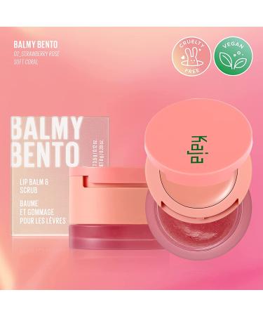 Kaja Balmy Bento Lip Balm & Scrub - Coral Finish | Moisturizing & Exfoliating Lip Care | Strawberry Rose | 0.4 Oz - Buy Online on SooperMarket.com