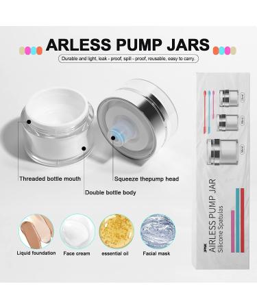JPNK Airless Pump Jars Set - Travel Containers with Silicone Spatula for Cosmetics - 0.5oz, 1oz, 1.7oz - Buy Online on SooperMarket.com