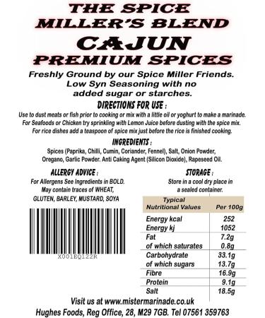 Spice Miller's Blend Cajun 100g | Premium Artisan Spice Mixes | Syn-Free & Low-Syn Seasonings - Buy Online on SooperMarket.com