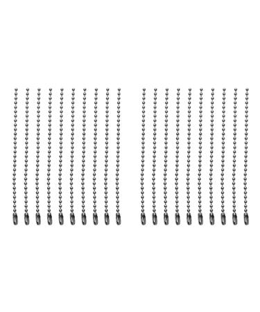 Shapenty 4 Inch Stainless Steel Ball Bead Chains Connector Clasp Extension Keychain Tag Key Rings for Jewelry Finding Making Accessories, 2.4 mm Diameter, 20PCS