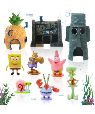 Atuvuta 9 PCs Spongebob Aquarium Deco Aquarium Aquarium Decoration Aqua Ornaments Aquarium Landscape Anana's House Aquarium Decor For Underwater Decoration Aquarium Fischteich