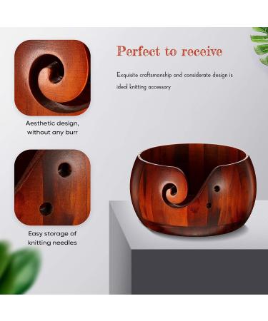 Willbond Wooden Yarn Bowl - Handmade 6x3 inch Knitting & Crochet Holder with Holes for DIY Accessories - Buy Online on SooperMarket.com