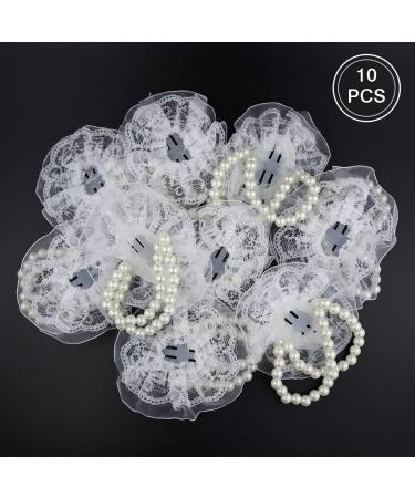 10 Pack Elastic Pearl Wrist Corsage Bands - DIY Wrist Corsages for Bride & Prom - White Lace Accessories - Buy Online on SooperMarket.com