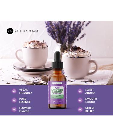 Lavender Extract (1oz) by Kate Naturals - 100% Natural & Vegan Flavoring for Baking & Drinks | Gluten-Free Edible Oil - Culinary Lavender Extract - Buy Online on SooperMarket.com