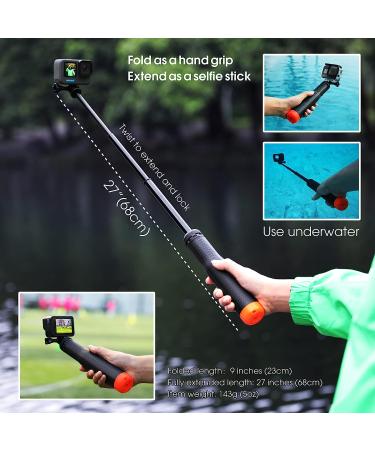 SOONSUN 4-in-1 Floating Selfie Stick for GoPro, DJI OSMO, AKASO, Insta360 - Red | Floating Handle, Extendable Monopod, Hand Grip, Tripod Stand - Buy Online on SooperMarket.com