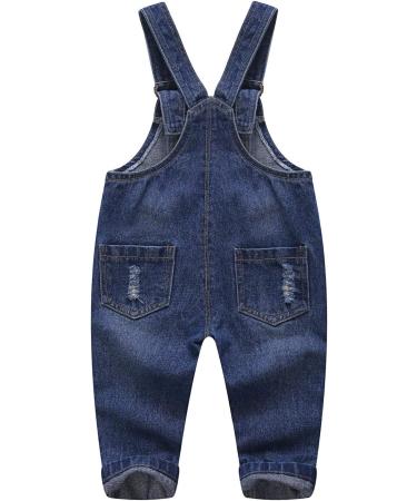 KIDSCOOL SPACE Baby Boy Girl Jean Overalls | Toddler Ripped Denim Workwear | 3-4 Years | Blue-2079 - Buy Online on SooperMarket.com