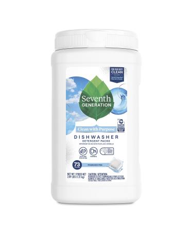 Seventh Generation Dishwasher Detergent Packs for sparkling dishes Free & Clear Dishwasher Tabs 73 Count