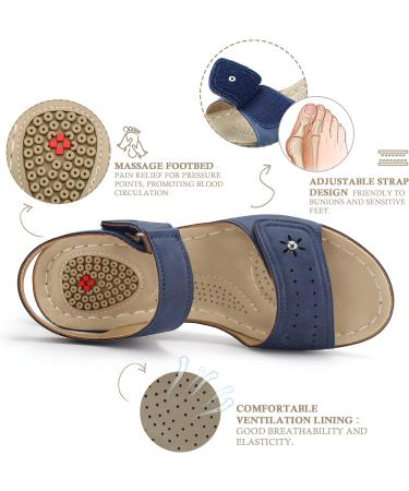 JABASIC Women's Orthotic Arch Support Sandals - Comfortable Walking Sandals (Navy, Size 7) - Buy Online on SooperMarket.com