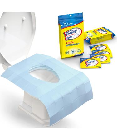 Toilet Seat Covers Disposable 100% Waterproof (20 Pack) - XL Disposable Toilet Seat Covers for Adults and Kids Potty Training - Travel Accessories for Public Restrooms, Airplane, Camping