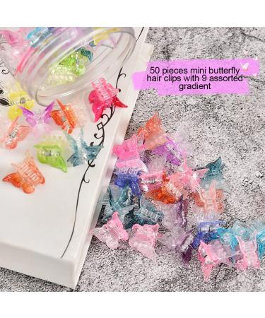 50 Pcs Plastic Mini Butterfly Hair Clips in Assorted Gradient Colors - Cute Hair Accessories for Women & Girls - Buy Online on SooperMarket.com