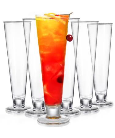 Yesland 6 Pack Plastic Milkshake Glass Disposable Recyclable Old Fashioned Soda Glasses Hurricane Glasses Milkshake Cups for Ice Cream Mimosa Bar Wedding New Years Eve 13.5 Oz Fine