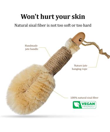 Sisal Dry Body Brush for Exfoliation and Skin Health - Natural Bristles, Improve Blood Circulation, Reduce Cellulite and Ingrown Hairs - Buy Online on SooperMarket.com