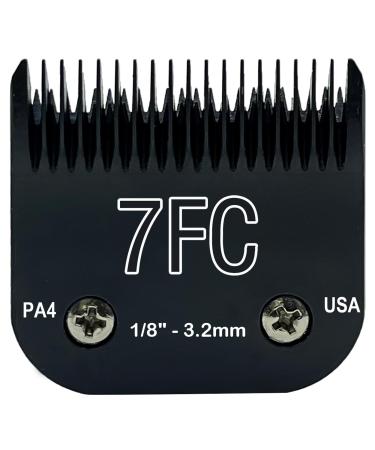 Detachable Steel Pet Dog Clipper Blades Size-7FC Compatible with Andis Cut Length 1/8"(3.2mm) Compatible with Oster A5 Wahl KM Series Clippers Made of Steel Blade and Stainless Steel Blade Black-7FC-1/8"(3.2mm)