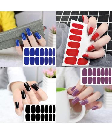 8 Sheets Solid Color Full Wraps Nail Stickers with Nail File MWOOT Self-Adhesive Nail Art Polish Stickers Strips Nail Wraps Decals for DIY Manicure Tips Decoration - Buy Online on SooperMarket.com