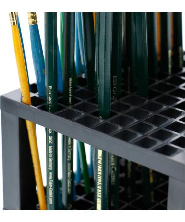 U.S. Art Supply 96 Hole Plastic Pencil & Brush Holder - Desk Stand Organizer Holding Rack for Pens  Paint Brushes  Colored Pencils  Markers 96-Hole Single Level - Buy Online on SooperMarket.com