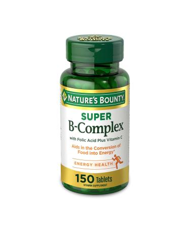 Nature's Bounty Super B Complex with Vitamin C & Folic Acid- Immune&Energy Support - 150 Tablets