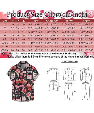Men's Valentine's Day Heart Print Button Down Shirt - Classic Fit Beach Vacation Blouse | 4XL - Buy Online on SooperMarket.com