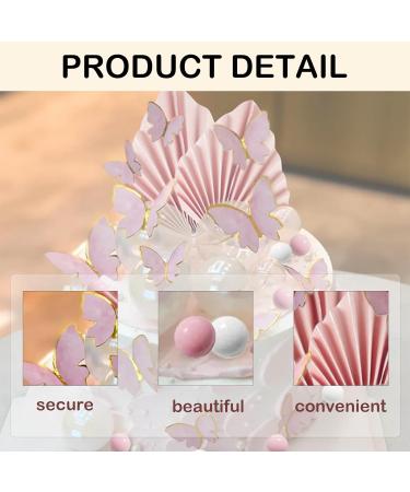 Cake Decorations 44 PCS Paper Palm Fan Cake Decorations Pink Palm Leaf Cake Toppers Cake Decorations For Birthday Party Wedding Valentine's Day - Buy Online on SooperMarket.com